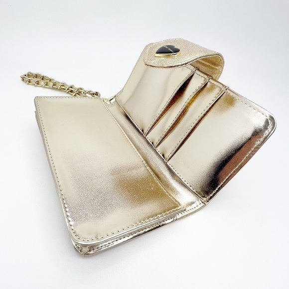 Betsey Johnson Celly Wallet Metallic Gold/Platinum Wristlet New in Gift Box NWT - Picture 5 of 11